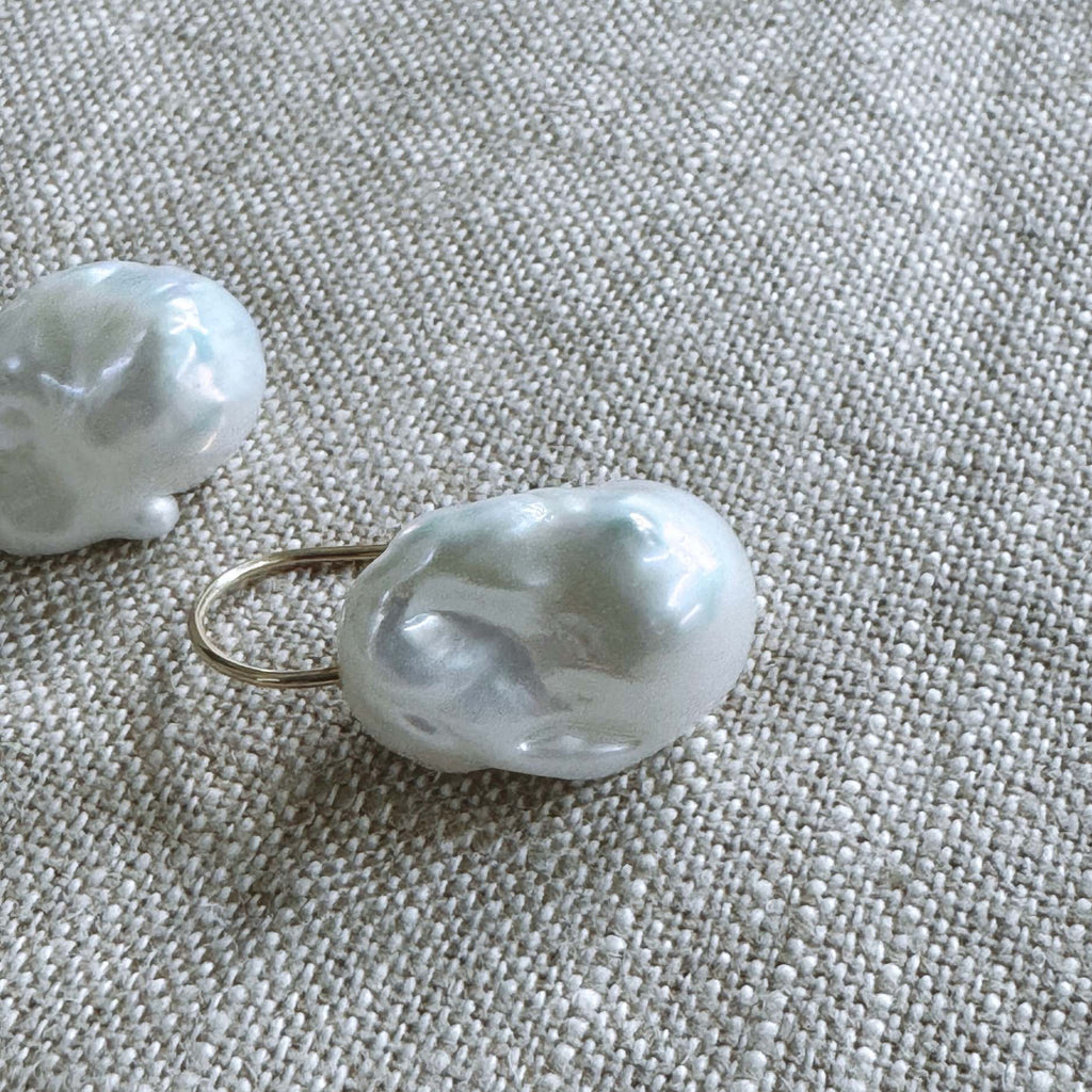 Horseshoe Baroque Pearl Drop Earrings