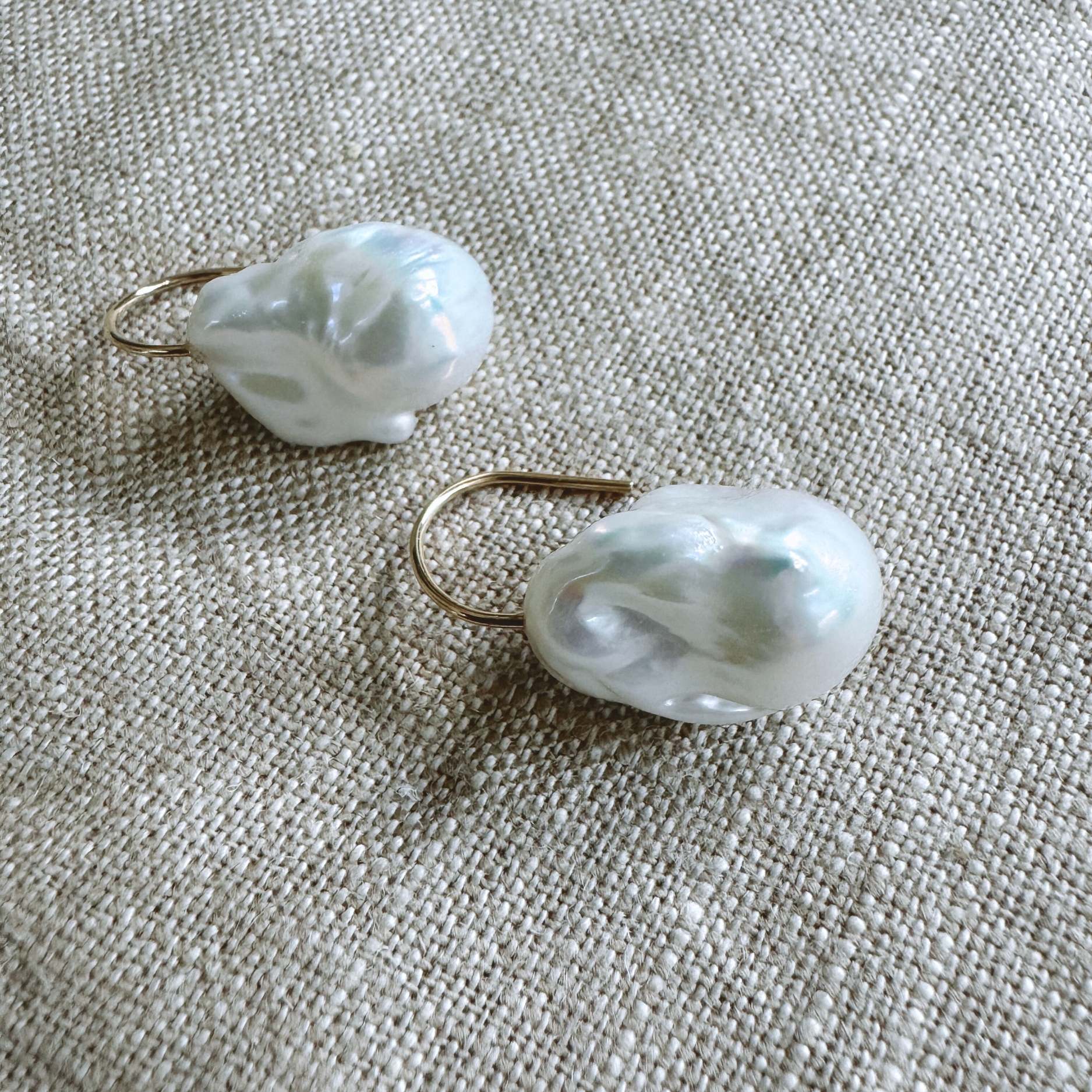 Horseshoe Baroque Pearl Drop Earrings