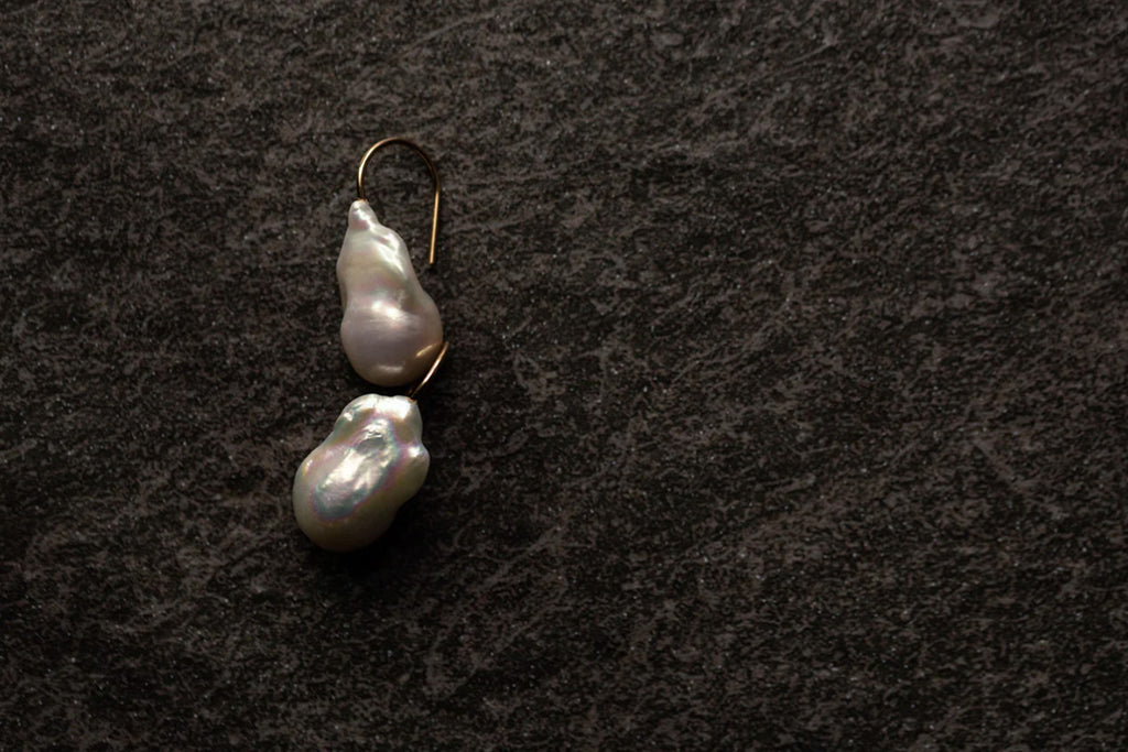 Horseshoe Baroque Pearl Drop Earrings